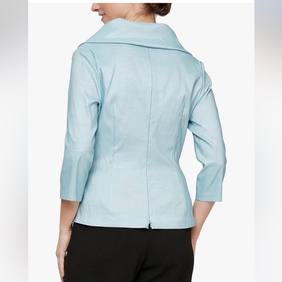 NWT Alex Evenings Taffeta 3/4 Sleeve Formal Blouse Top Dress Shirt Large - Picture 2 of 6